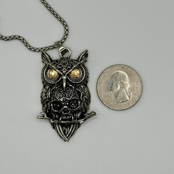 Large Owl Two Tone Heavy Pendant and Necklace #1431 - Picture 5 of 5